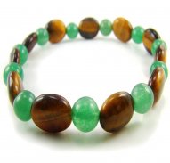 Ba0361 Tiger's Eye Aventurine Natural Healing Crystal Stretch Bracelet